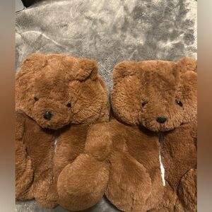 Brown Bear Plush Slippers